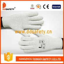 White Cotton Work Glove with White Dots in Palm